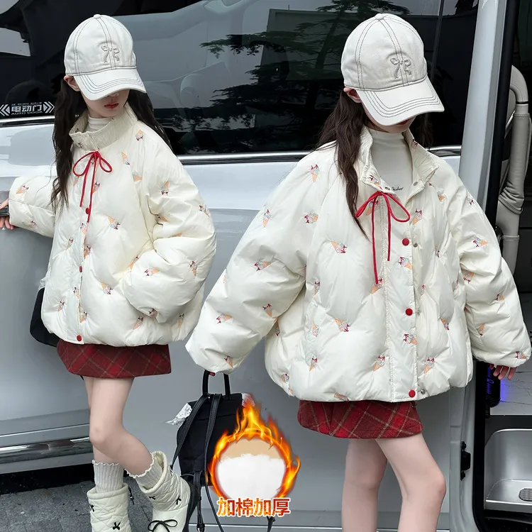 女童秋冬装加厚棉服外套2025新款儿童中大童女孩洋气保暖棉衣棉袄