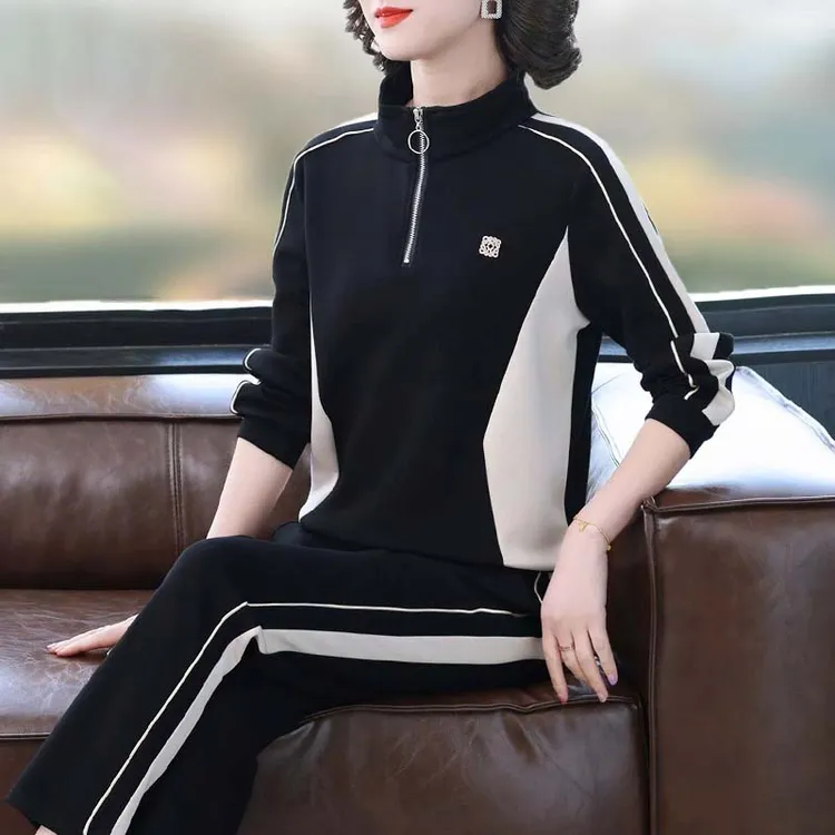 中年妈妈春装卫衣洋气休闲两件套2025新款中老年运动服套装女春秋