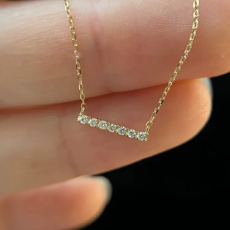 YQJR 钛钢项链 日韩闪锆一字项链女小众设计感简约金色线条锁骨链