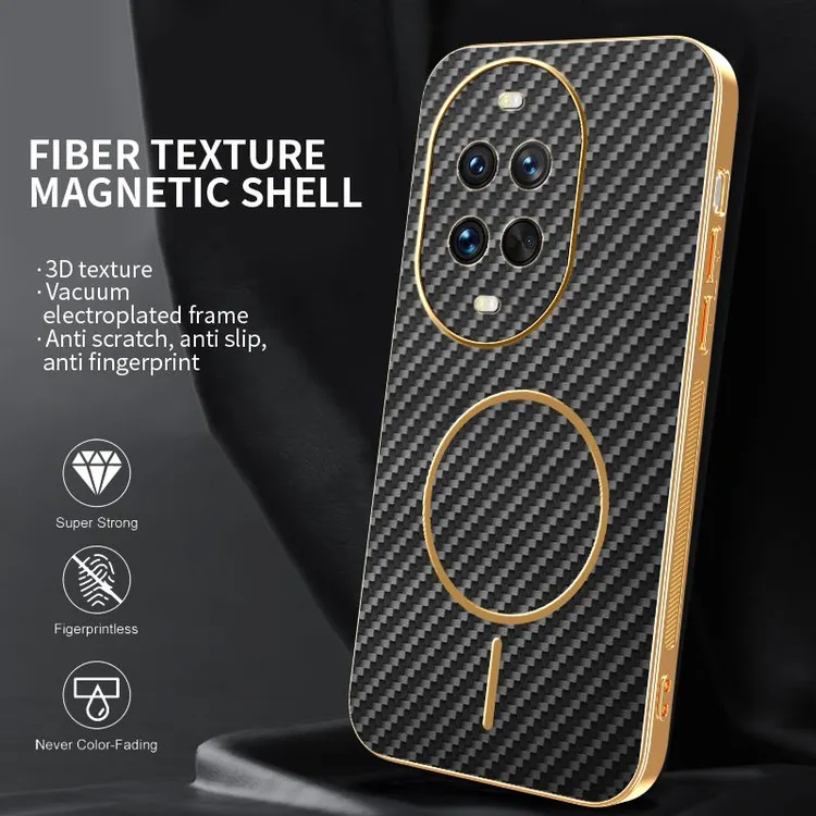 华为Mate手机壳适用12Ultra13/14碳纤维磁吸系列 电镀贴皮工艺 