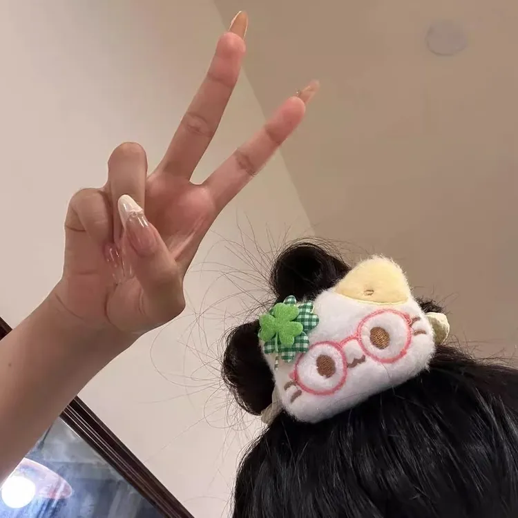 四叶草幸运小猫发圈发绳可爱卡通表情猫咪皮筋学生丸子头头绳礼物
