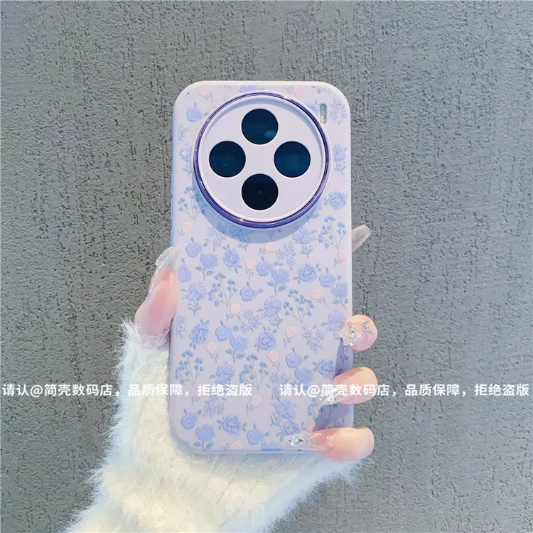 玫瑰花丛适用vivox100系列金属小胖妹手机壳x90女x80防摔x70清新