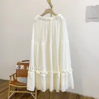 素净C2673植绒蕾丝边松紧腰半身裙