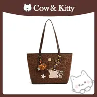 【刘叮当甄选】CowKitty/复古潮流豹纹大容量托特包手提单肩8022褐