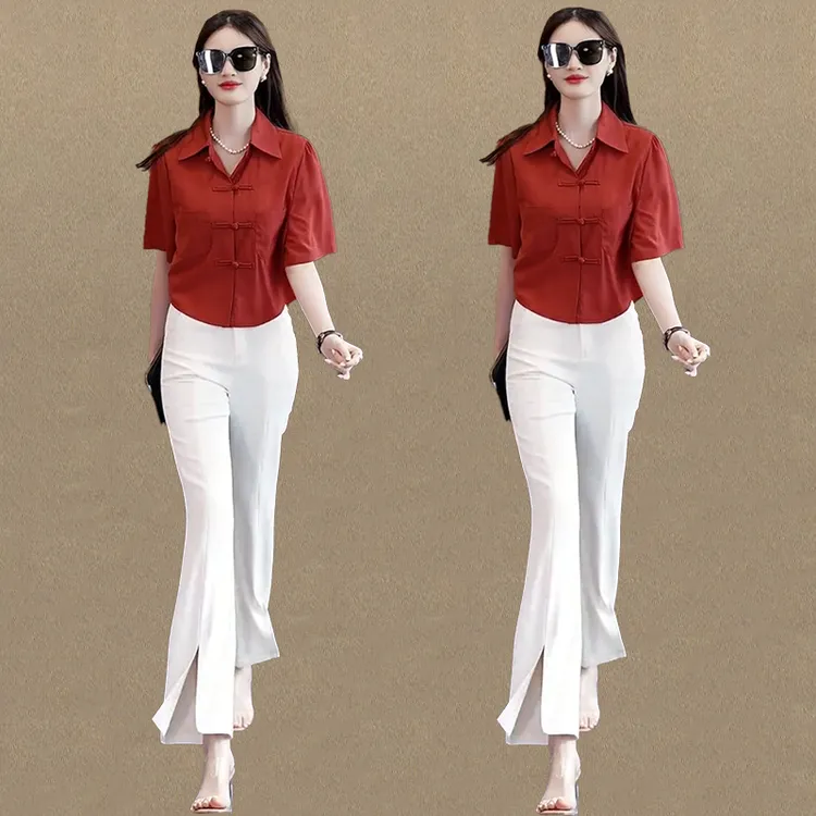 显瘦时髦夏季盘扣衬衫2025中式新款小衫中老年衬衣新女士妈妈短袖