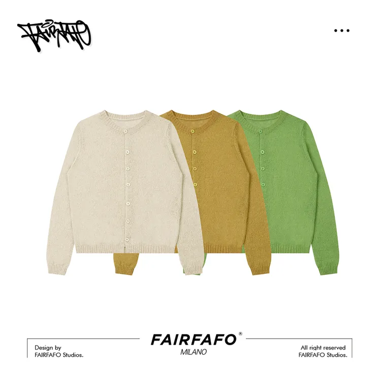 FAIRFAFO林肉肉【软糯圆领开衫】绵羊毛RQ5ZA0311圆领针织时尚开衫