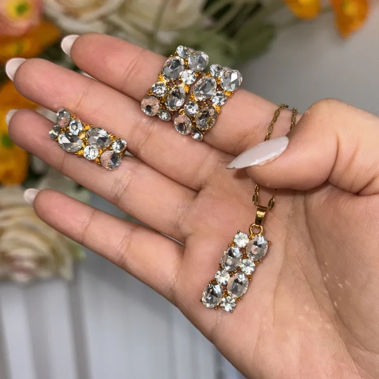 铁合金项链 【3件套】复古闪闪项链婚礼复古欧美风不易变色1036