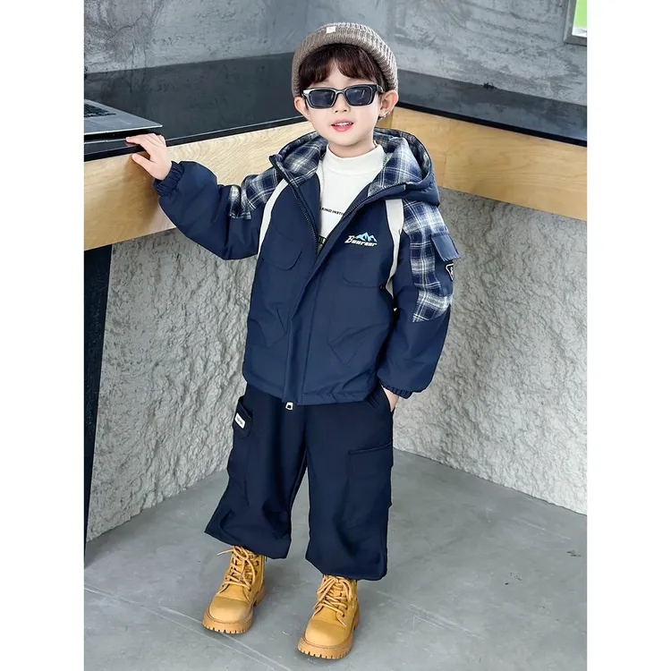 男童春秋冬款外套洋气男孩小男宝宝儿童加绒加厚派克棉服风衣潮牌