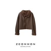 Z common翻领复古气质时尚设计师秋冬短款外套 2024D058