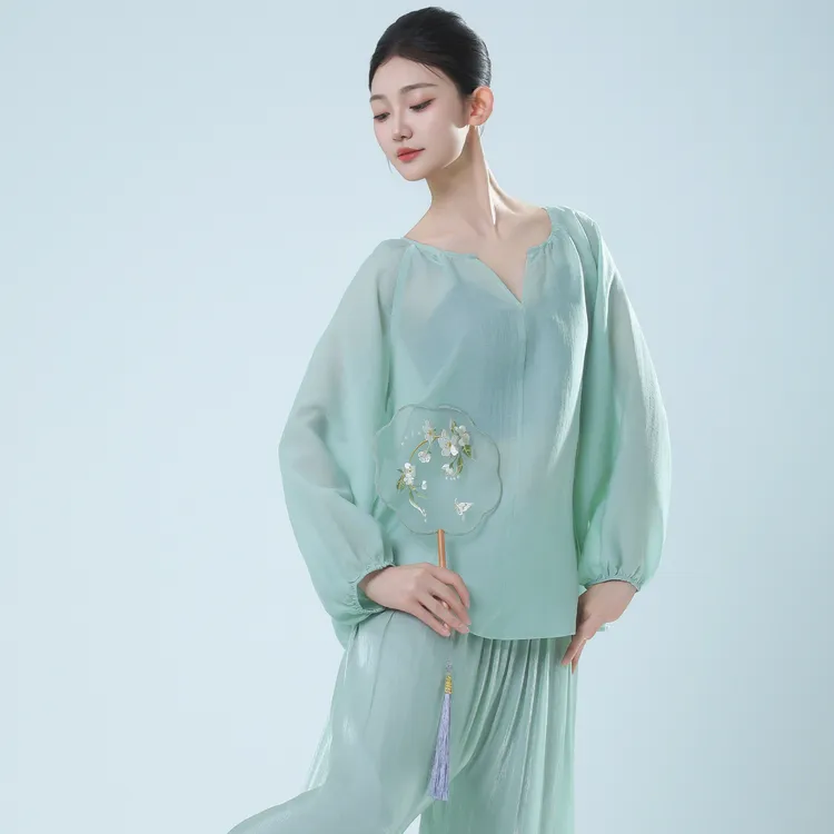朵棠新夏古典舞飘逸纱衣身韵宽松舞蹈练功服中国舞现代舞训练服装