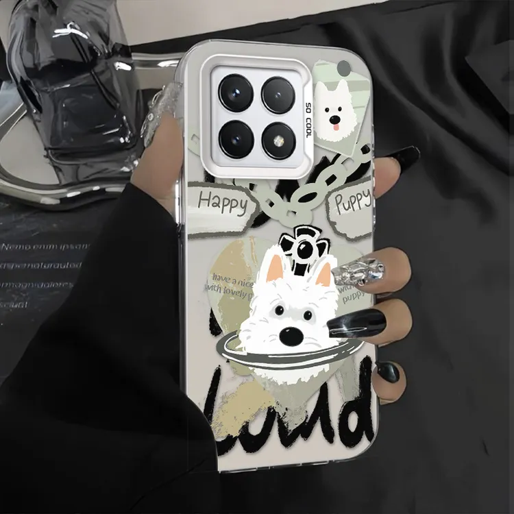 情侣小狗适用于红米K70手机壳红米新款K70e彩银壳70PRO卡通网红款