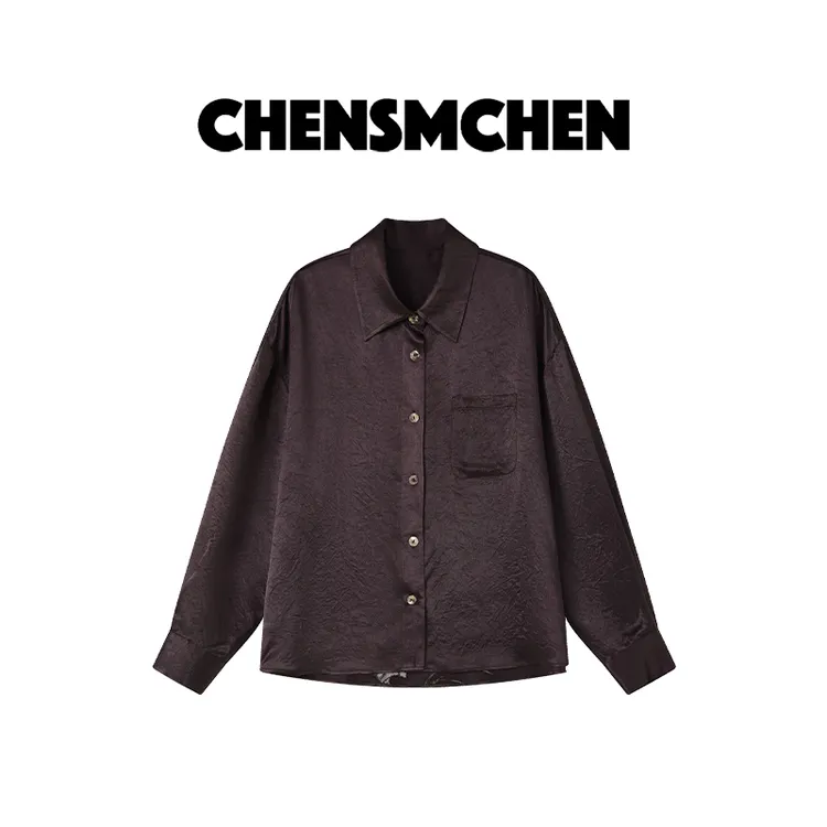CHENSMCHEN 气质复古简约纯色衬衫女春季百搭休闲上衣CSC3023MN