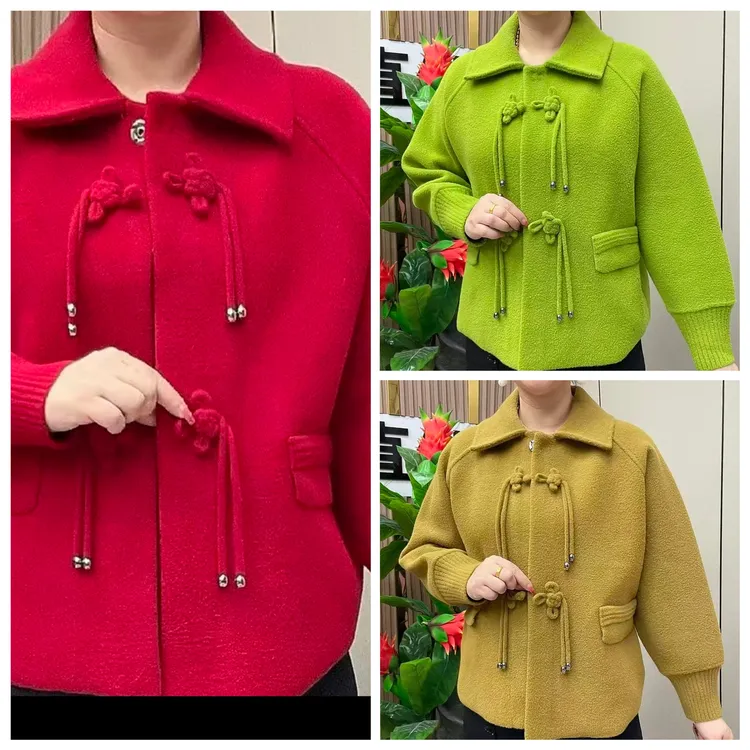 149#冬季新款年货短款中国结外套洋气时尚