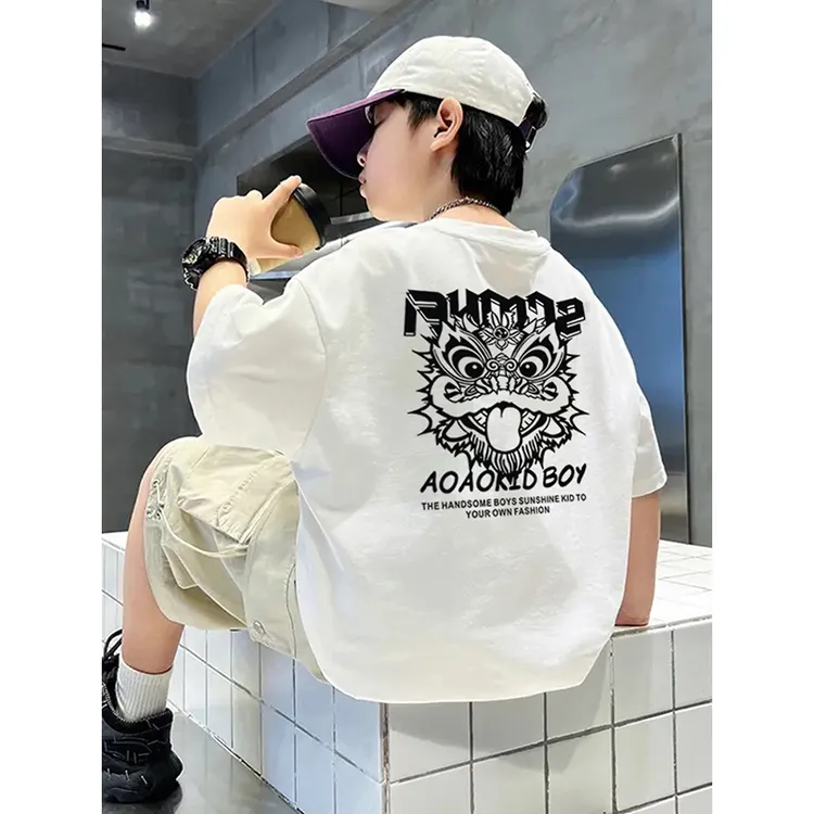 【100%纯棉】夏季新款男童t恤短袖儿童中大童男孩上衣半袖夏装潮T