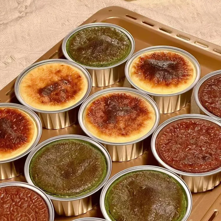 迷你2寸4寸巴斯克铝箔盒子焦糖布丁芋泥包装盒烘焙蛋糕模具锡纸杯