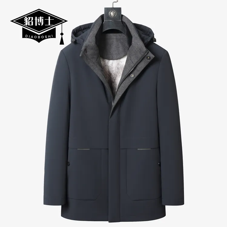貂博士派克服男款连帽水貂内胆可脱卸尼克服皮草大衣新款皮毛一体