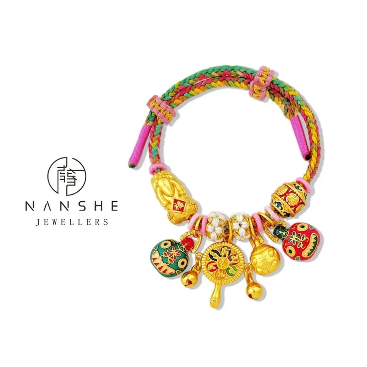 NANSHE/南奢【华绳瑞佩】新中式吞金兽拨浪鼓编绳手链
