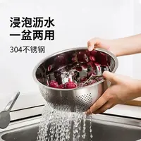 戴德食品级厨房不锈钢滤水盆沥水篮洗米筛子淘米盆备菜篮洗菜篮子