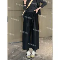 熙贝薇5 秋季新款韩版慵懒风抽绳松紧腰宽松百搭pu皮裤 G5228