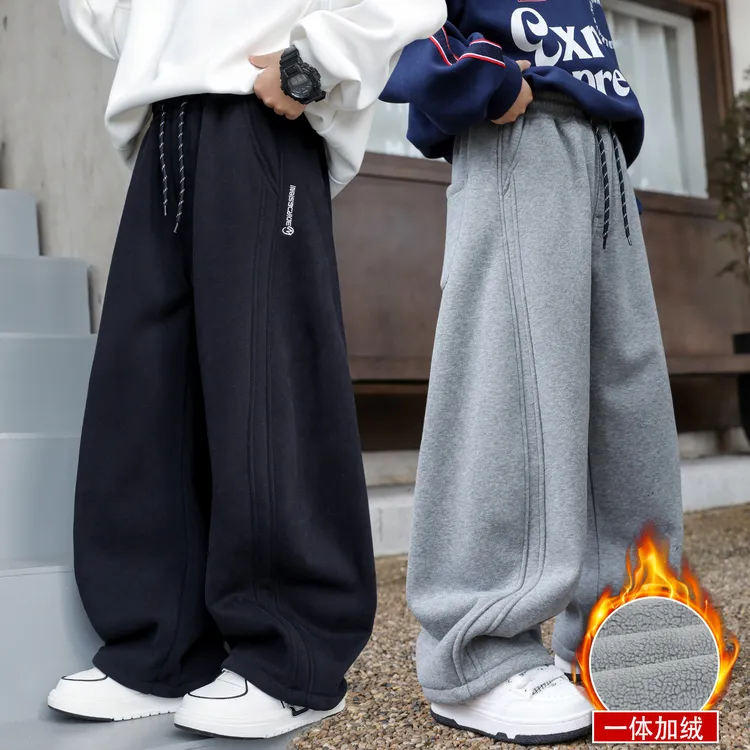 男童裤子春秋款2025新款中大童男孩秋季运动裤儿童秋冬装加绒卫裤