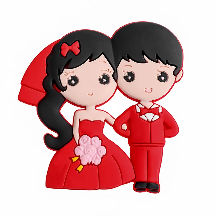 新娘冰箱贴喜庆装饰品磁贴立体情侣磁力婚礼装饰喜庆3D个性创意