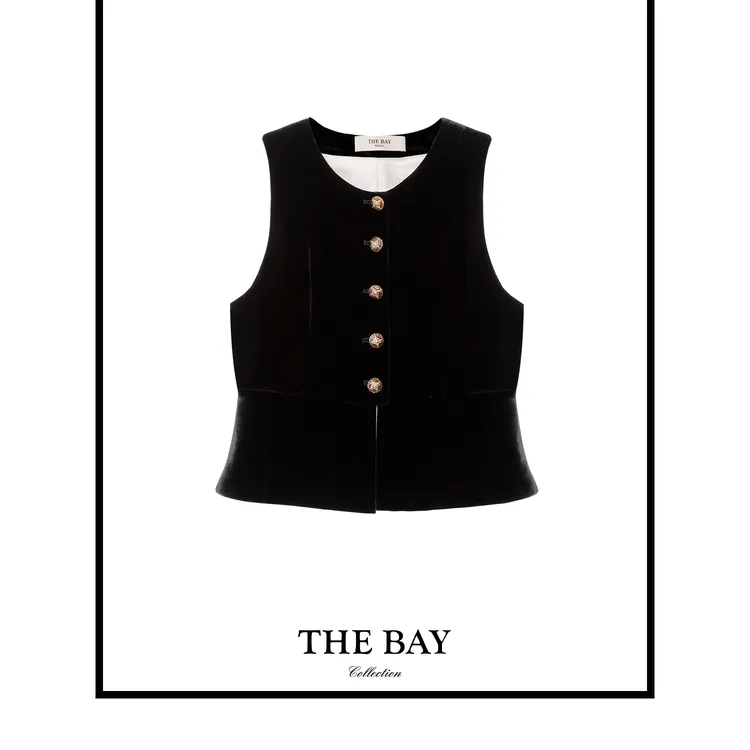 TheBay【时髦新贵】100真丝丝绒马甲Bay2SQXL0160