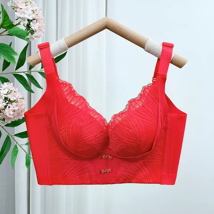 调整型结婚红色文胸本命年内衣小胸聚拢显大加厚收副乳防下垂胸罩