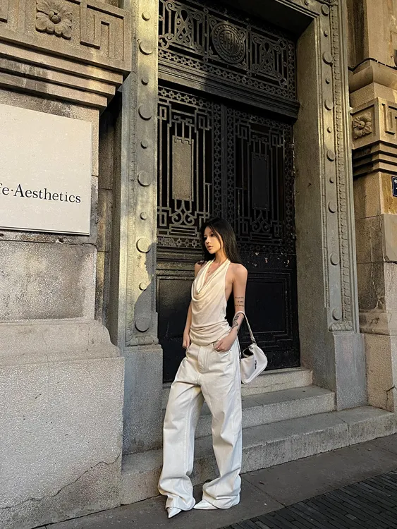 夏季时尚新款美式辣妹气质御姐风显瘦挂脖上衣百搭裤子小众女装