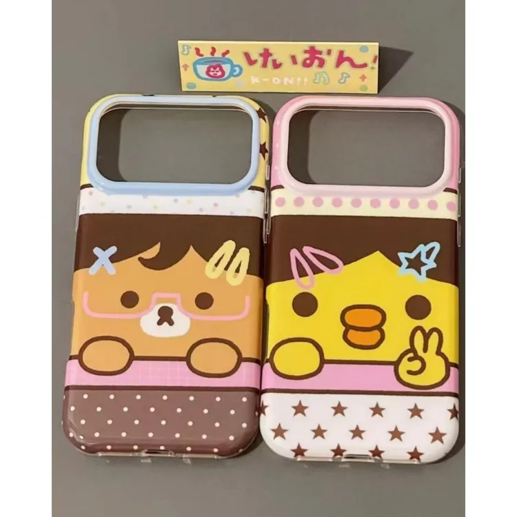 日韩可爱轻松熊适用iPhone15苹果16手机壳17promax新款13全包14女