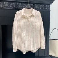 【朵儿studio】莱赛尔天丝混纺条纹休闲设计感衬衫 D614