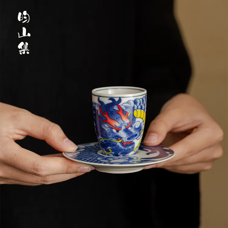 陶瓷创意茶杯主人杯家用高档功夫茶具中式一杯一垫个人专用品茗杯