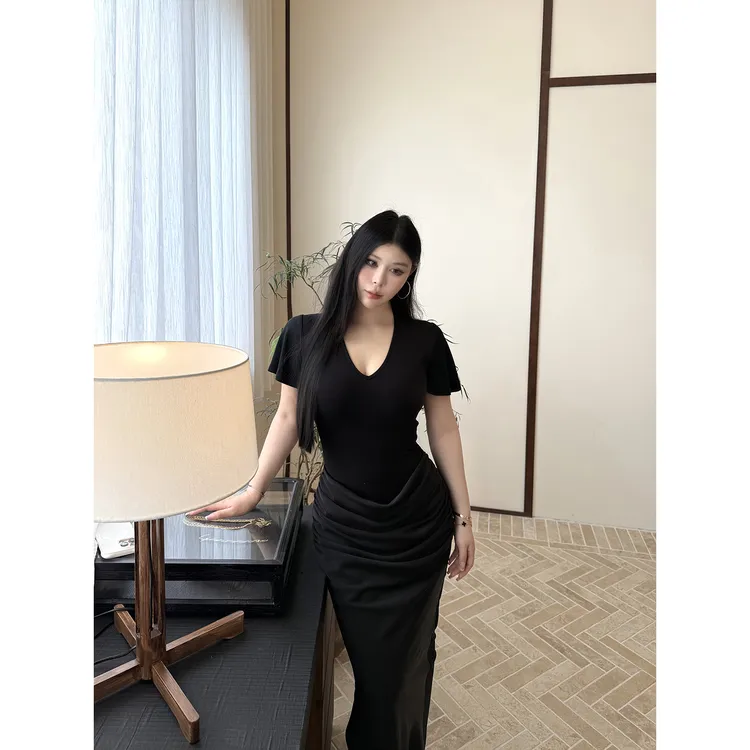 黑泽玄七2025夏季新款蛇蝎美人3.0新中式女微胖mm显瘦旗袍连衣裙