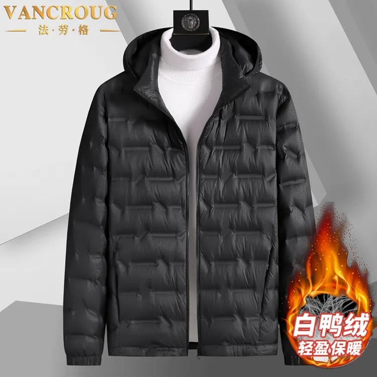 VANCROUG/法劳格羽绒服男士秋冬大码宽松轻薄款可脱卸帽保暖外套 