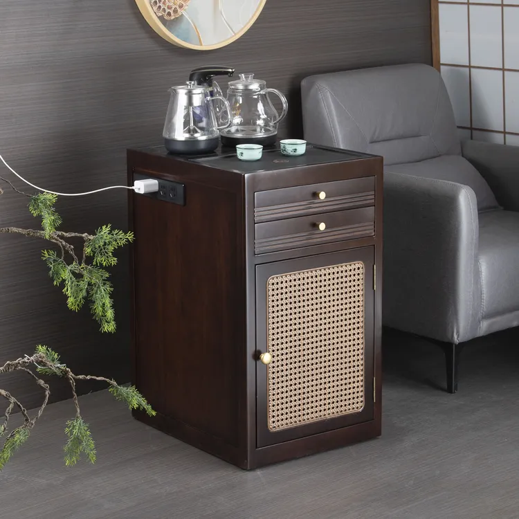 乌金木移动茶水柜家用实木茶桌边几泡茶台客厅烧水壶一体沙发边柜