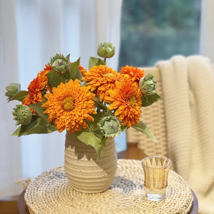 仿真花泰迪向日葵花装饰餐桌花摆件假花摆件仿真花束