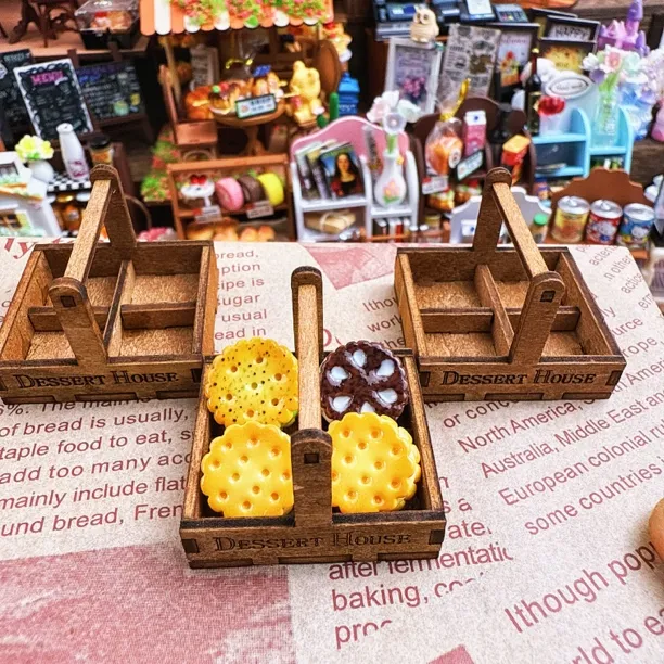 【木质提篮面包筐系列款】迷你简欧中式娃娃屋家具系列袖珍2单包邮