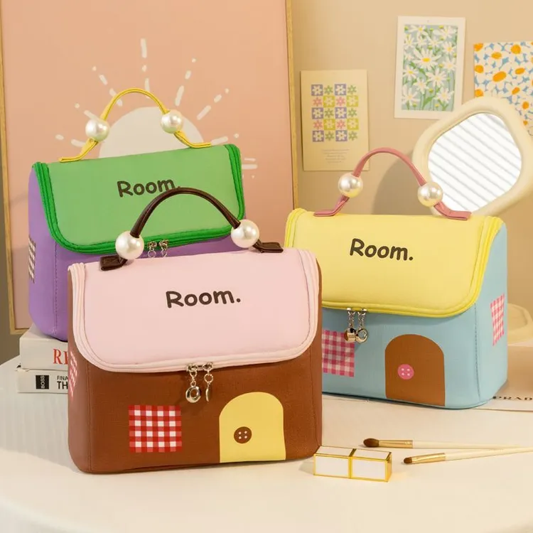 可爱多巴胺旅行大容量便携洗漱房子新款分区手提收纳袋收纳化妆包