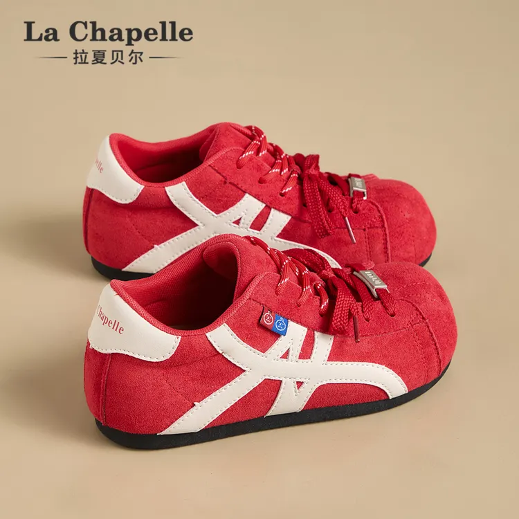 拉夏贝尔德训鞋女2025年秋季复古潮流软底舒适防滑增高可爱大头鞋