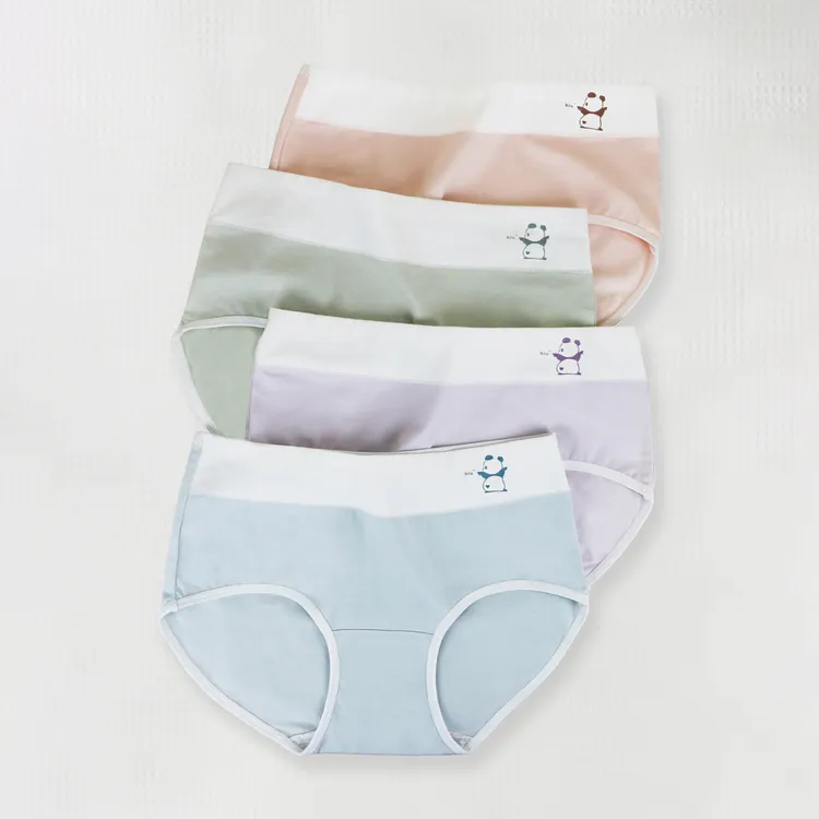少女款纯棉中腰内裤简约拼色亲肤透气舒适柔软抑菌底裆女士三角裤