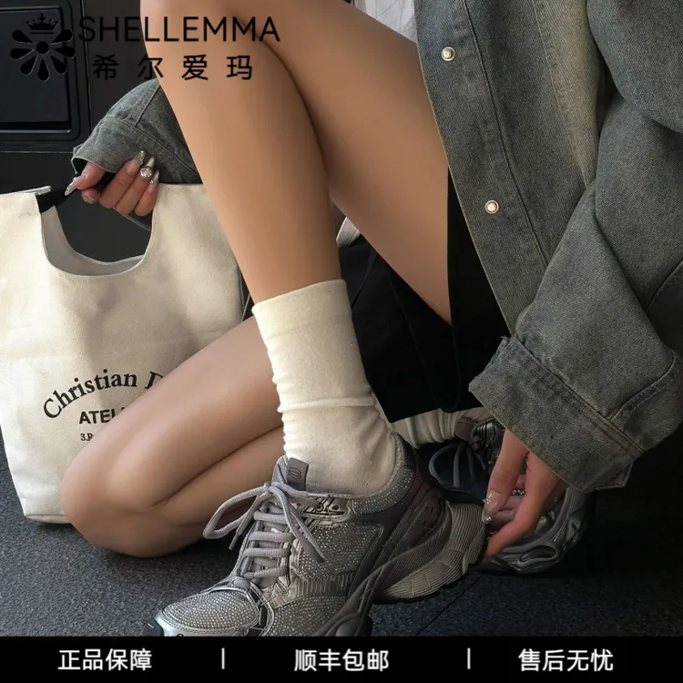 希尔爱玛2025新款春季巴黎水钻老爹鞋女厚底运动鞋复古时尚女鞋