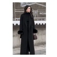 DOUDOUMANMAN-秋冬长款轻奢气质时尚双面呢大衣高贵秋冬装短款