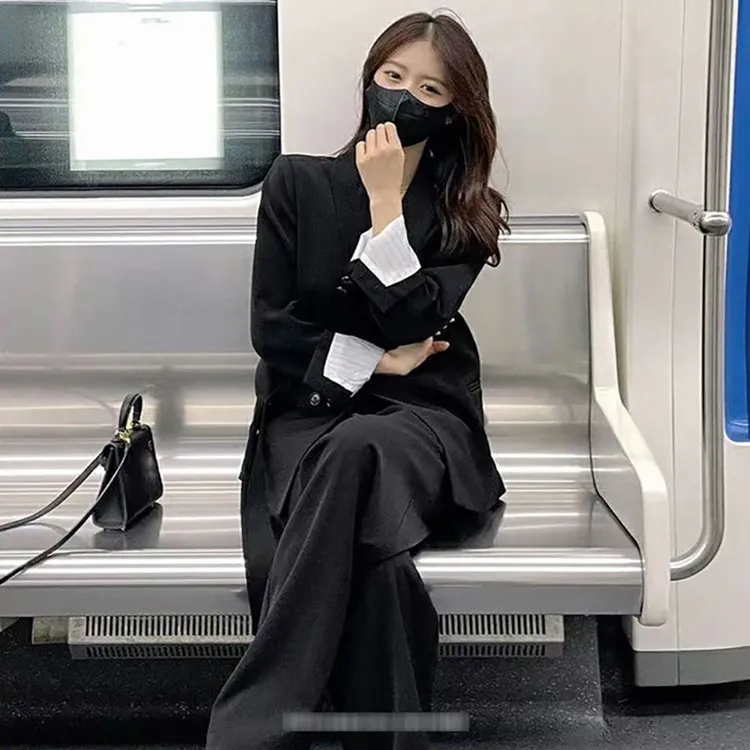 2025百搭西装阔腿裤子两件套装女春秋爆款小个子职业西裤西服外套