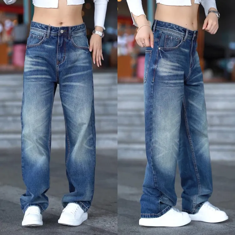 美式复古牛仔裤男款时尚韩版百搭宽松长裤潮流帅气阔腿休闲男装裤