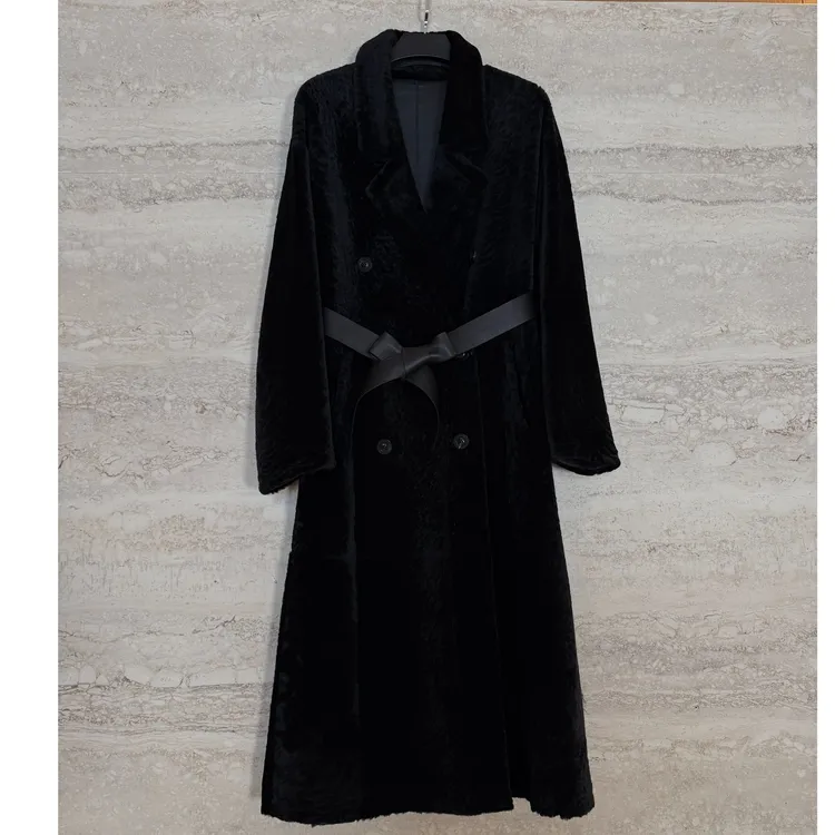 TANTAN 收腰翻领中长款冬季羊皮毛一体外套4327