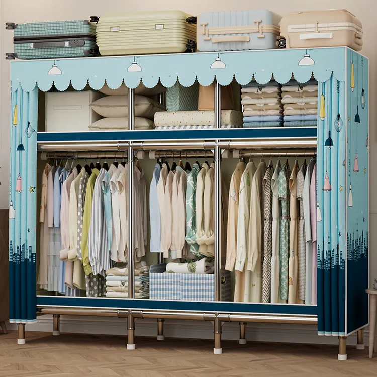 衣柜家用卧室出租房专用全钢架简易布衣柜结实耐用经济型挂衣服柜