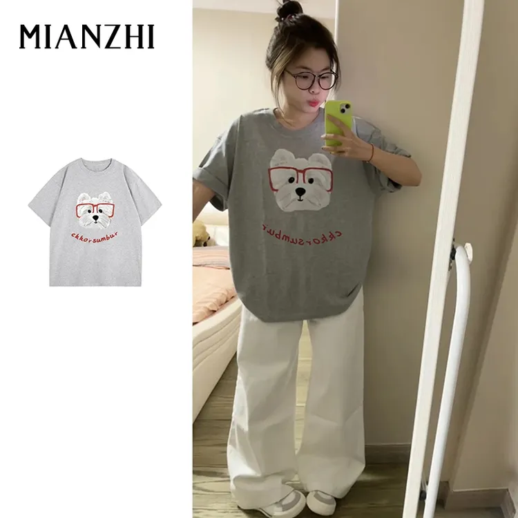 棉致男夏季潮流印花圆领休闲上衣2025新款ins潮牌短袖女t恤