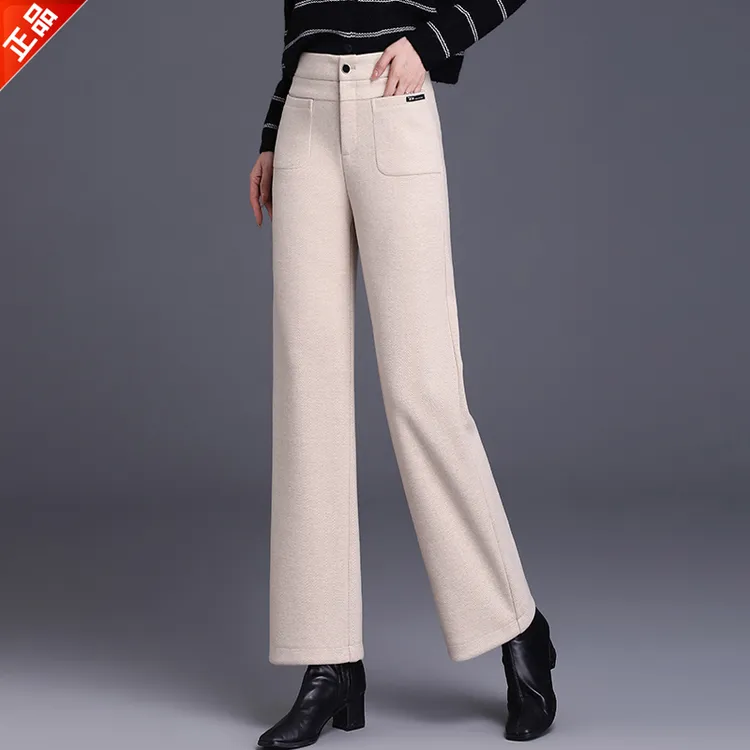 正品2025秋冬新款九分直筒裤羊毛呢休闲时尚高腰窄版阔腿裤女爆款
