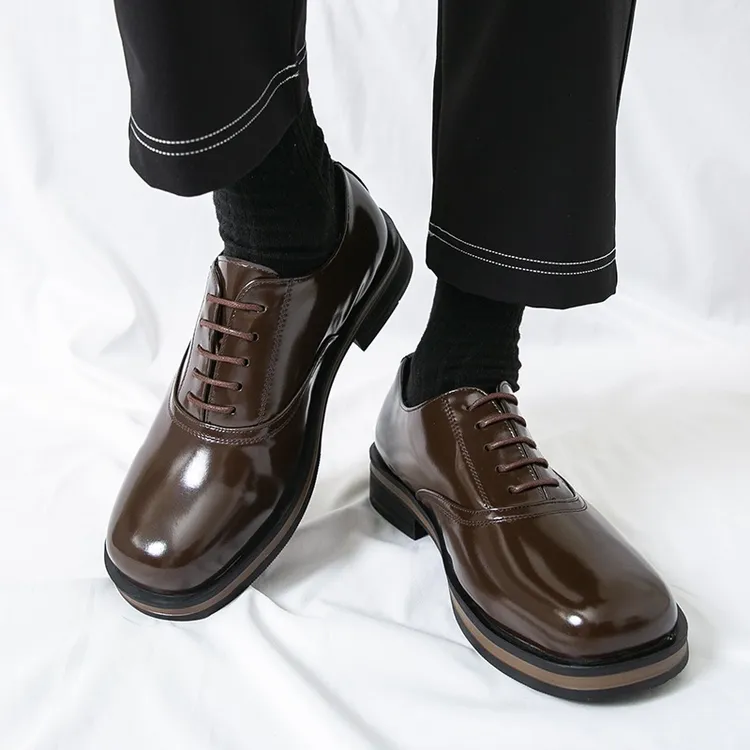 Cleanfit增高厚底德比鞋保暖情侣款百搭冬季商务正装休闲方头皮鞋