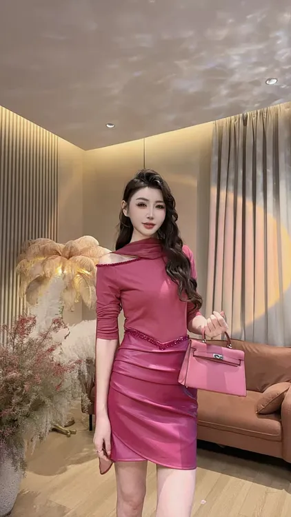 【美美专享】550626秋季新款设计感斜肩钻边带飘带T恤上衣女