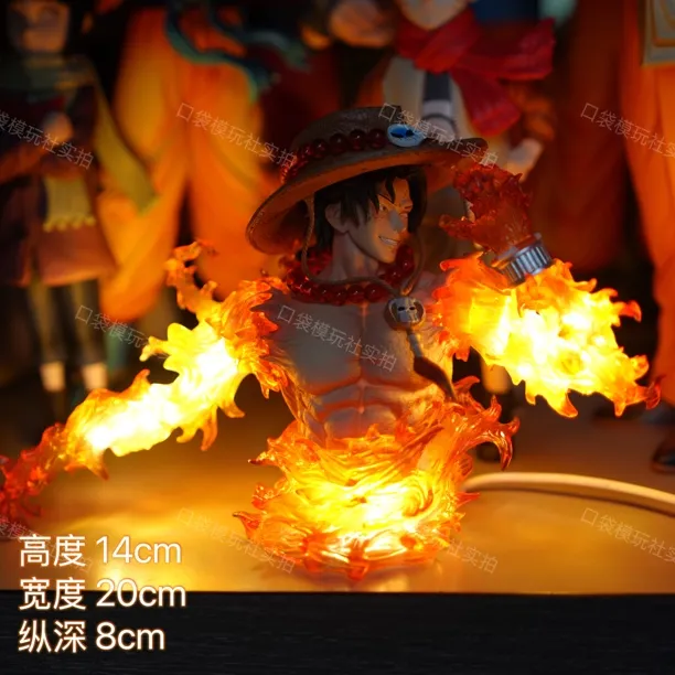 【现货实拍】14cm 可发光艾斯半身像 海贼王手办模型摆件